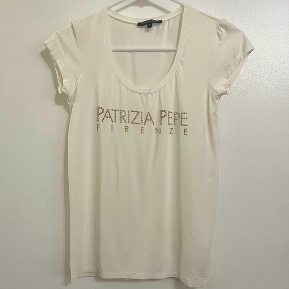 Patrizia Pepe Tops - Patrizia Pepe Rhinestone Embellished Top Short Sleeve T-Shirt Size Small